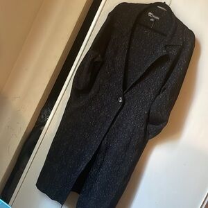 80 park long black coat with glitter light and warm no lining elegant xl